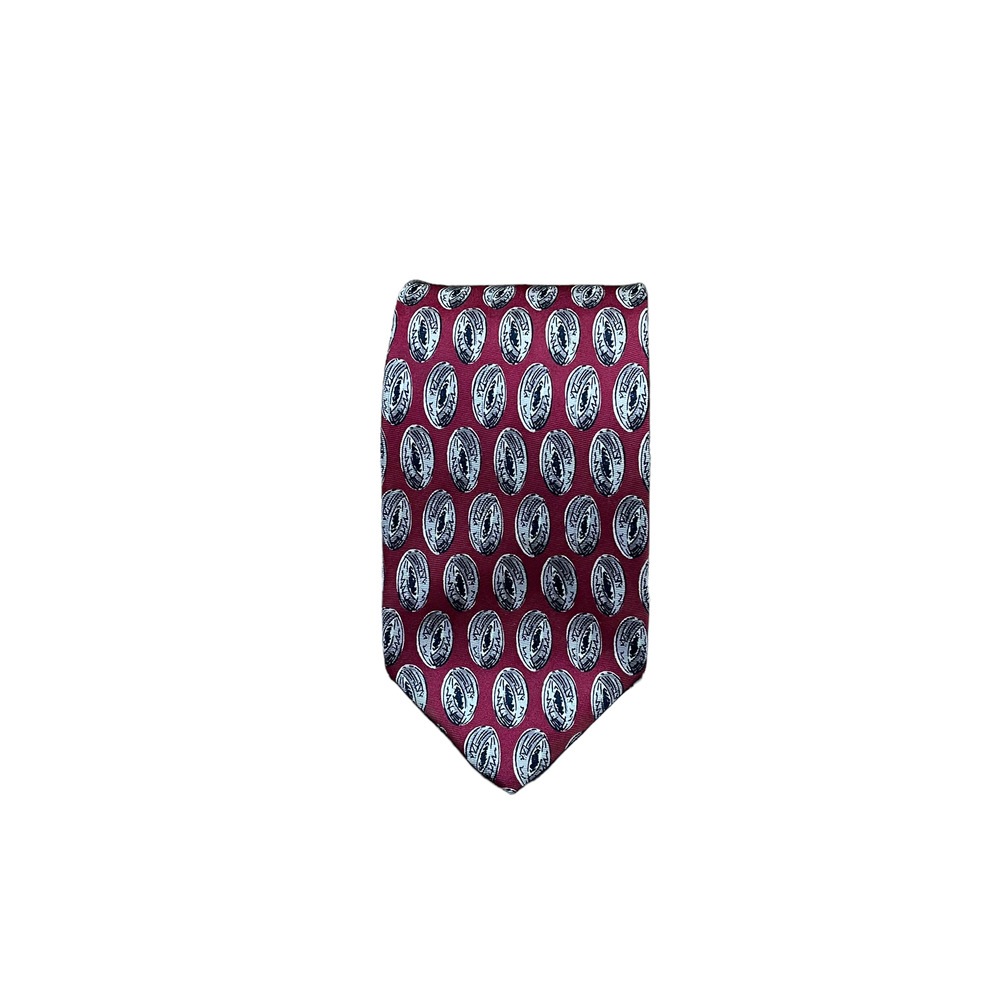 Robert Talbott Mens Tie Red With Tan Black Geometric 100% Silk 57"L X 3.5"W